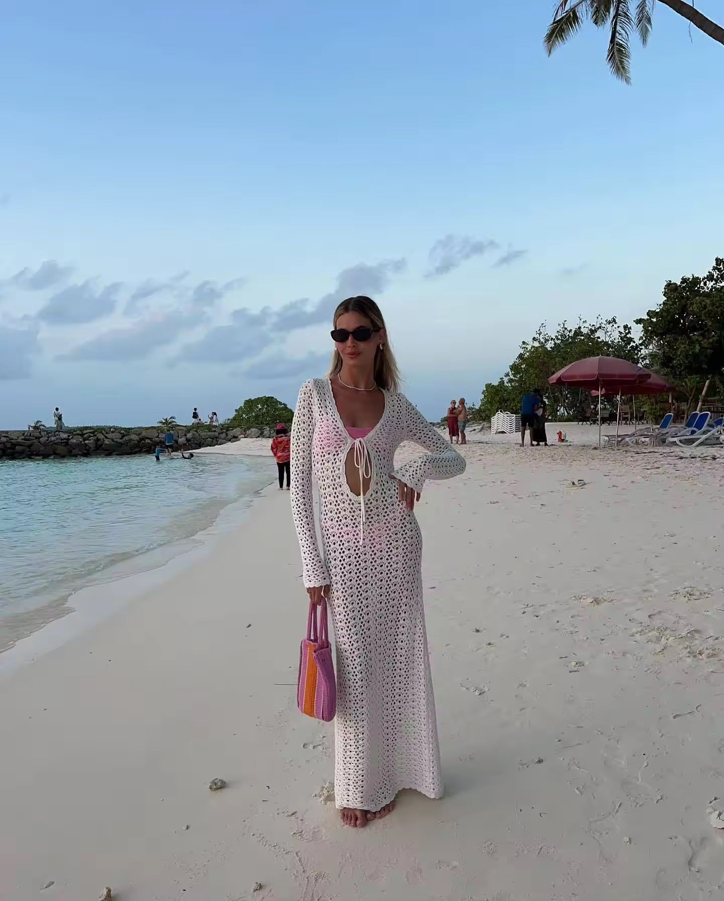 Coastal Breeze Crochet Maxi Kleid